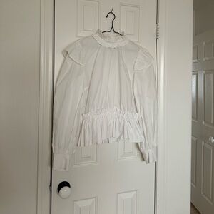 Ganni 
Mock Neck Long Sleeve Button-Up Top w/ Tags